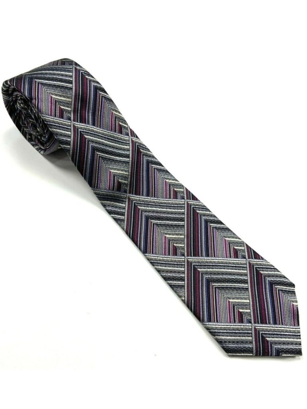 Missoni Silk Necktie Purple Chevron Striped Italy